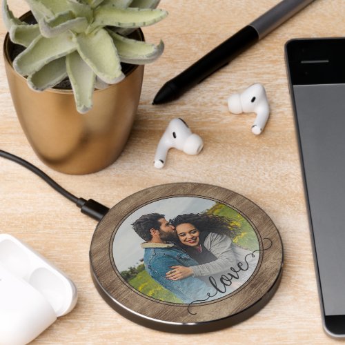 Custom Classy Romantic Photo Love Quote Text Wireless Charger
