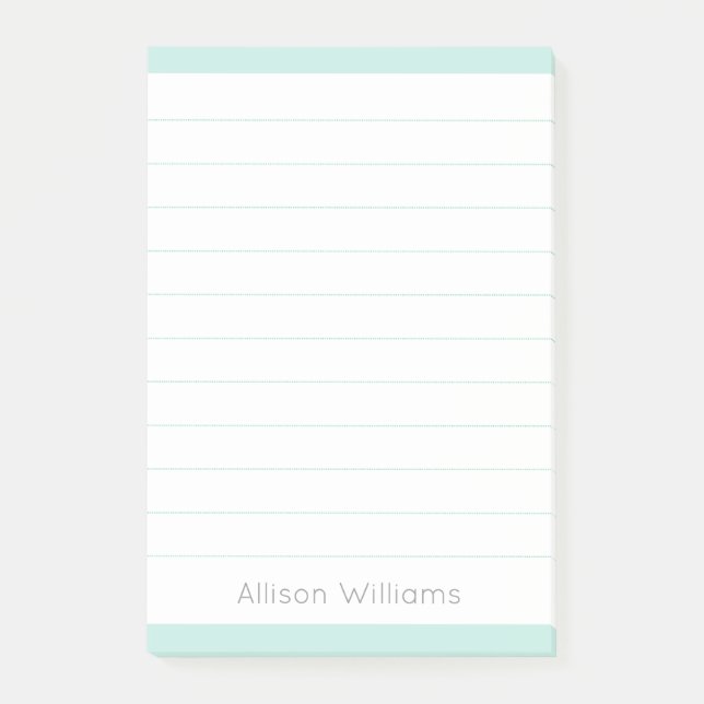 Custom Clean Aqua Blue Lined Post-it Notes (Front)