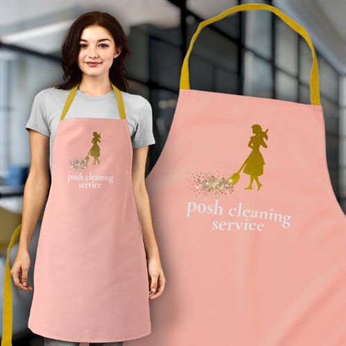 Custom Cleaning Service Co Name Pink  Gold Staff Apron