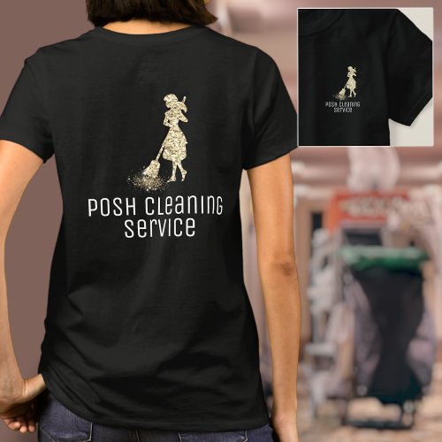 Custom Cleaning Service Housekeeping Gold Glitter T_Shirt