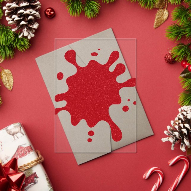 Custom Clear Acrylic Invitation – Red Splash Art (Insitu (Holiday))