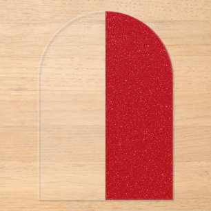 Custom Clear Invite with Side Tomato Red Arch Acrylic Invitations