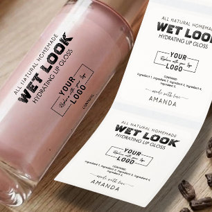 Custom Clear Lip Gloss Labels Black Font