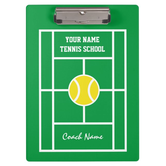 Custom clipboard for tennis school coach trainer (Front)