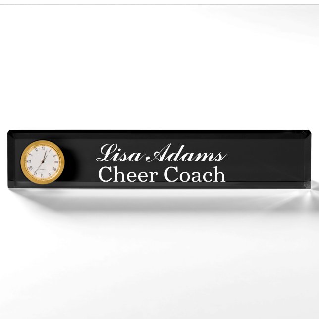 Custom Clock Desk Nameplate (Front)