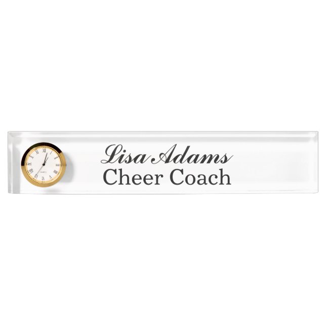Custom Clock Desk Nameplate (Front)