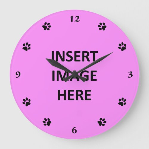 Custom Clock Template Black Numbers and Paw Prints