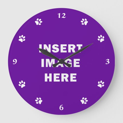 Custom Clock Template White Numbers and Paw Prints