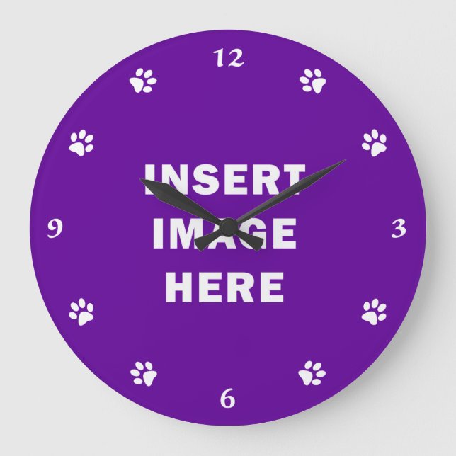 Custom Clock Template White Numbers and Paw Prints (Front)
