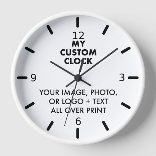 Custom Clock _ WHITE Wood BLACK Hands 4 NUMBERS