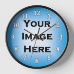 Custom Clock With White Numbers Black Edged at Zazzle