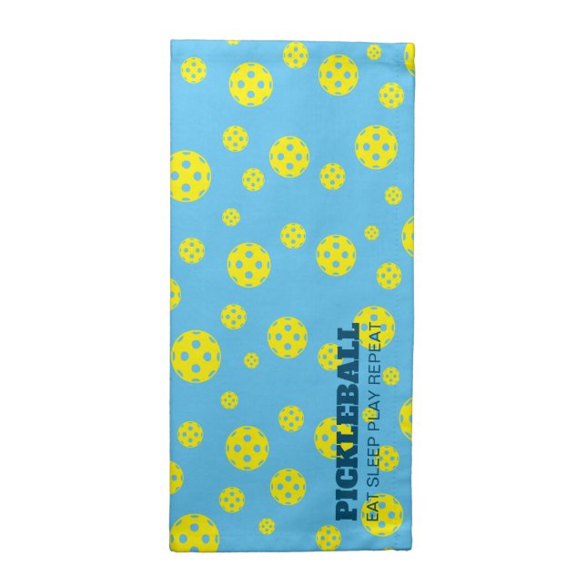 Custom cloth napkins with yellow pickleball design (Half Fold)