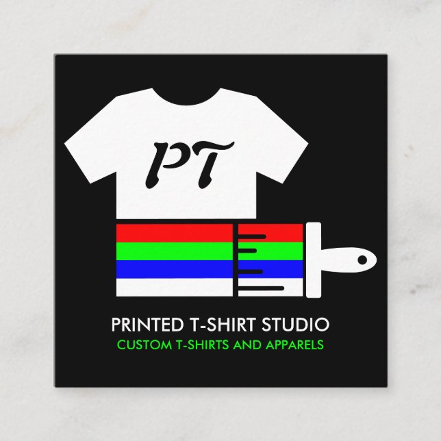 Custom Clothing Apparel Store Printed Shirt Square Business Card (Front)