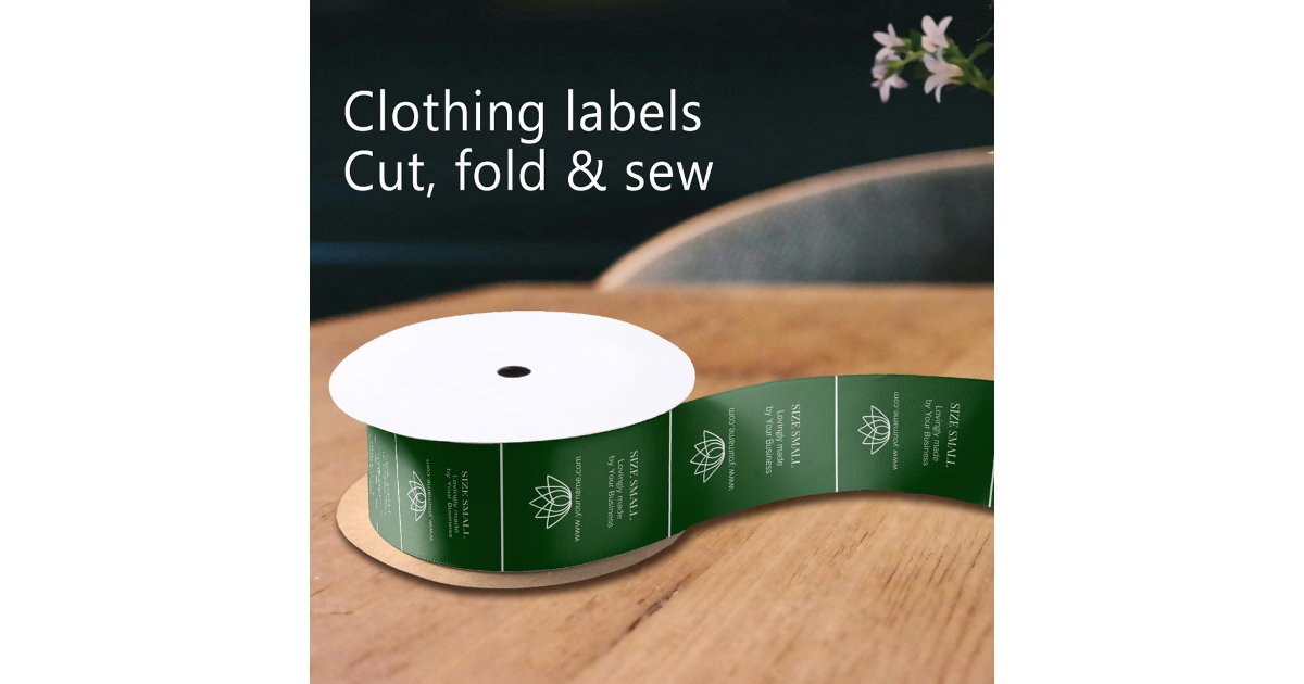 Cloth Ribbon Label Custom clothing garment labels collar fold green satin ribbon | Zazzle