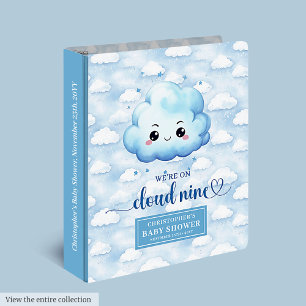 Custom Cloud Nine Baby Boy Memory Album Watercolor 3 Ring Binder