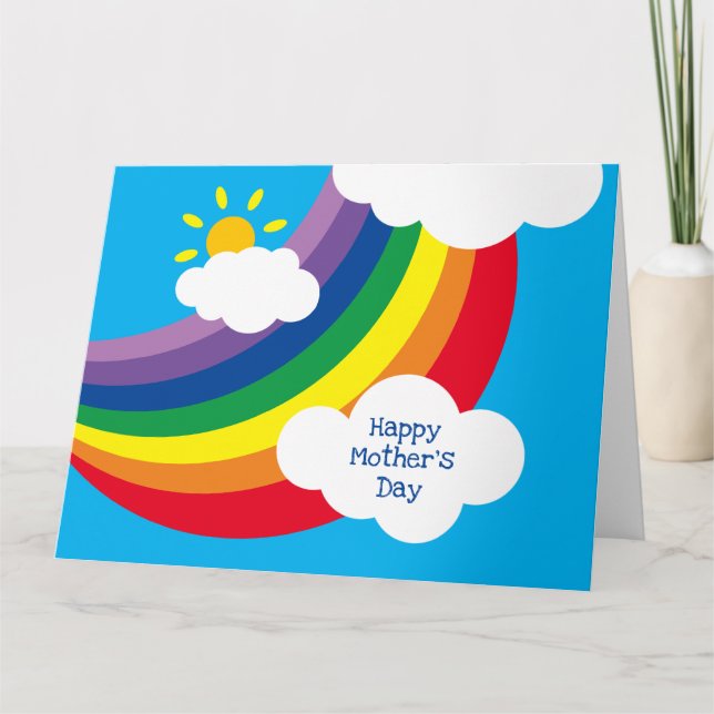 Custom Clouds, Sunshine & Rainbow Mother's Day Card (Front)