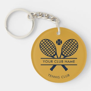 Custom Club Name Lawn Tennis Racket Icons Keychain