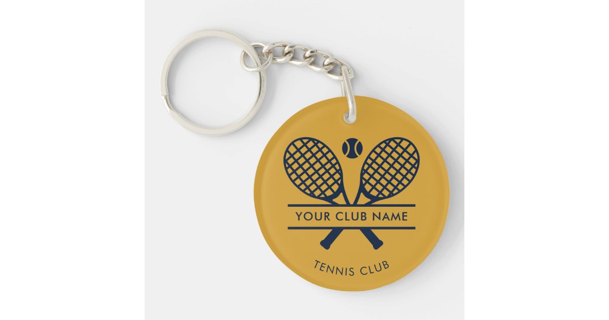 Custom Club Name Lawn Tennis Racket Icons Keychain | Zazzle