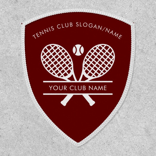 Custom Club Name Tennis Team Coach Burgundy Patch (Front)