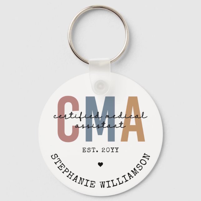 Custom CMA Certified Medical Assistant  Keychain (Front)