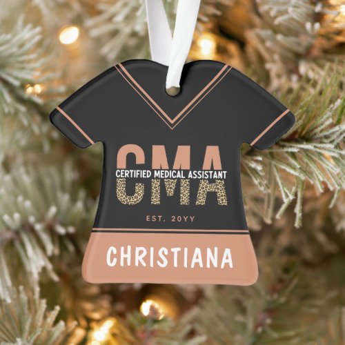 Custom CMA Certified Medical Assistant Leopard Ornament
