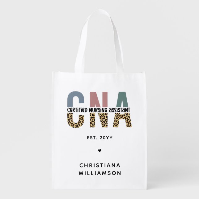 Custom CNA Certified Nursing Assistant Gifts Grocery Bag (Front)