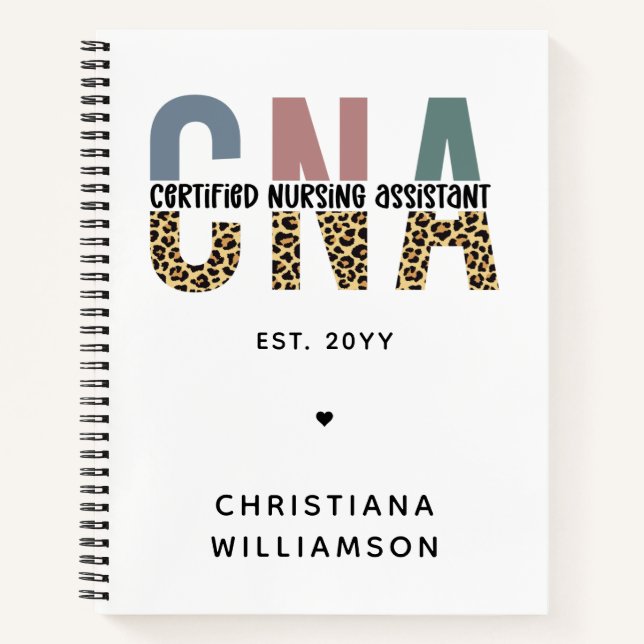 Custom CNA Certified Nursing Assistant Gifts Notebook (Front)