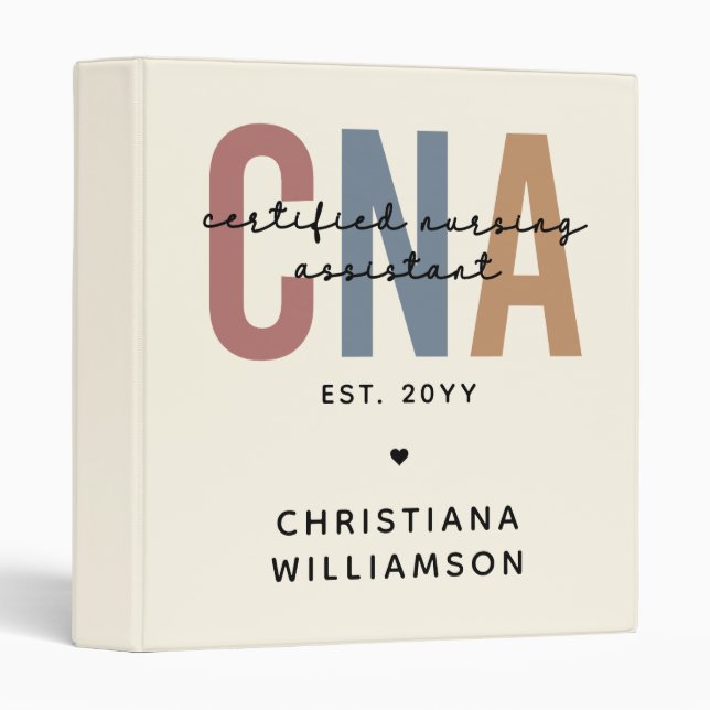 Custom CNA Retro Certified Nursing Assistant Gifts 3 Ring Binder (Front/Spine)