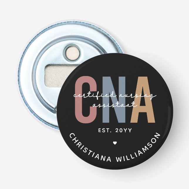Custom CNA Retro Certified Nursing Assistant Gifts Bottle Opener (Front)