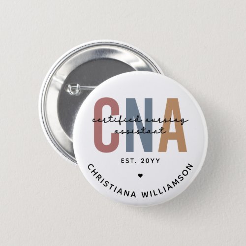 Custom CNA Retro Certified Nursing Assistant Gifts Button
