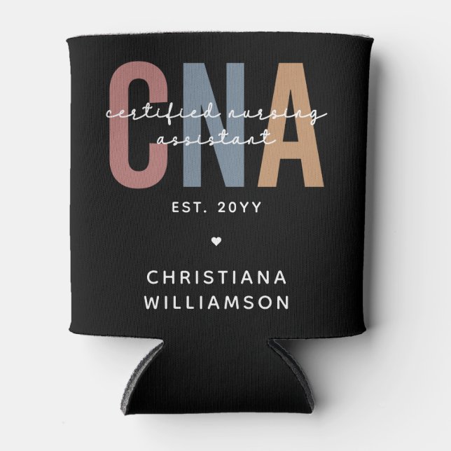 Custom CNA Retro Certified Nursing Assistant Gifts Can Cooler (Front)