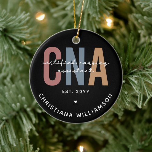 Custom CNA Retro Certified Nursing Assistant Gifts Ceramic Ornament