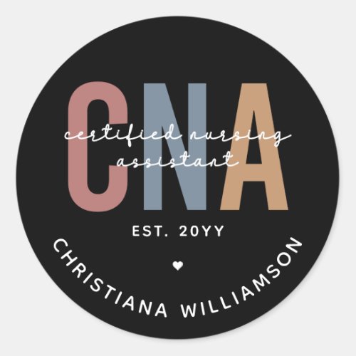Custom CNA Retro Certified Nursing Assistant Gifts Classic Round Sticker