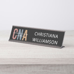 Custom CNA Retro Certified Nursing Assistant Gifts Desk Name Plate