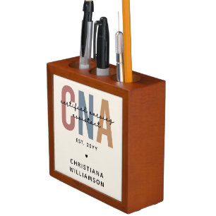 Custom CNA Retro Certified Nursing Assistant Gifts Desk Organizer