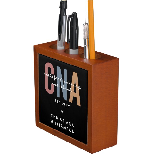 Custom CNA Retro Certified Nursing Assistant Gifts Desk Organizer (In Situ)