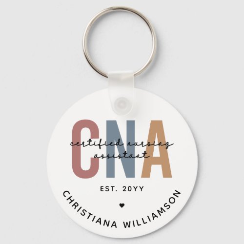 Custom CNA Retro Certified Nursing Assistant Gifts Keychain