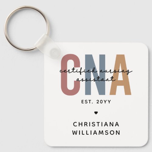 Custom CNA Retro Certified Nursing Assistant Gifts Keychain