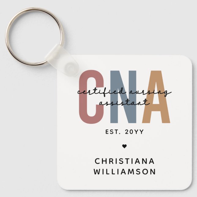 Custom CNA Retro Certified Nursing Assistant Gifts Keychain (Front)