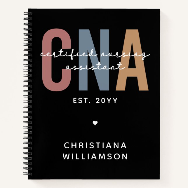Custom CNA Retro Certified Nursing Assistant Gifts Notebook (Front)