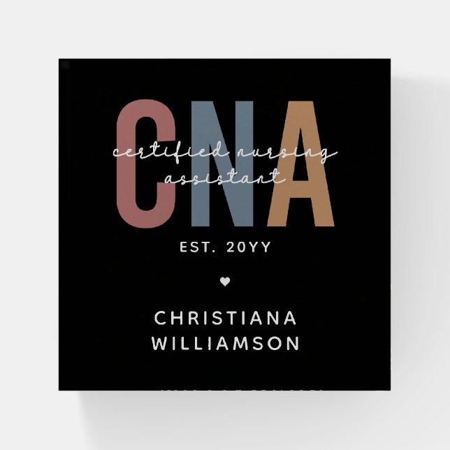 Custom CNA Retro Certified Nursing Assistant Gifts Paperweight (Front)