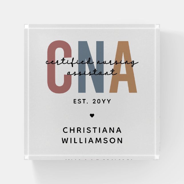 Custom CNA Retro Certified Nursing Assistant Gifts Paperweight (Front)