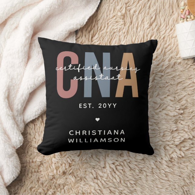 Custom CNA Retro Certified Nursing Assistant Gifts Throw Pillow (Blanket)