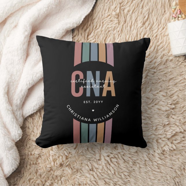 Custom CNA Retro Certified Nursing Assistant Gifts Throw Pillow (Blanket)