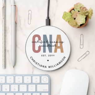 Custom CNA Retro Certified Nursing Assistant Gifts Wireless Charger