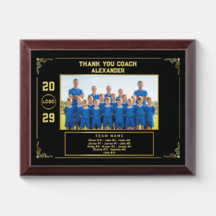 Custom Coach Gift with Team Photo, Names & Year Award Plaque