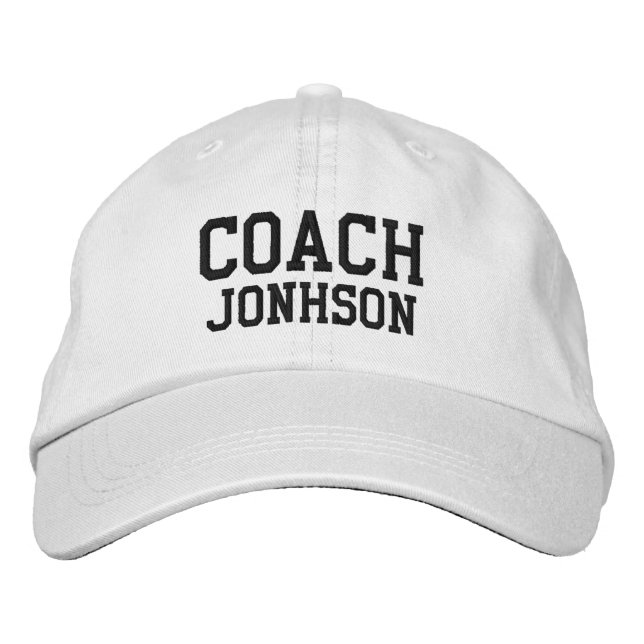 Custom Coach Name Embroidered Baseball Cap (Front)