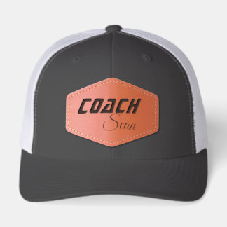 Custom Coach Name Leather Patch Trucker Hat