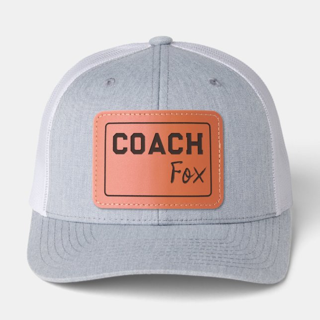 Custom Coach Personalized Team Leader Leather Patch Hat (Front)
