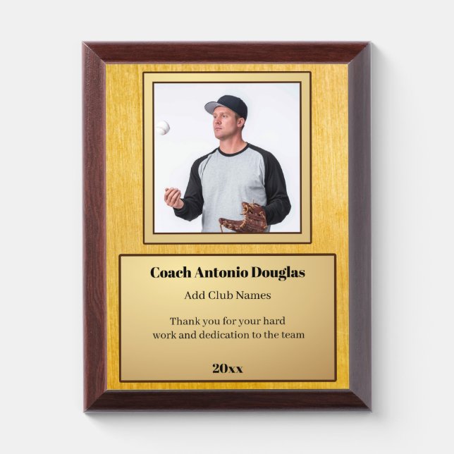 Custom Coach Photo & appreciation Message Award Plaque (Vertical)